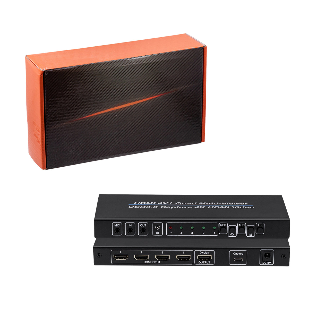 4K HDMI Multiviewer Switch 4x1 with Capture Card-Black(NK-941S