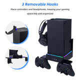 Wall-mounted Color Changing Cooling Stand with 3 Hooks for Xbox Series X-Black(SY-XSX-898)