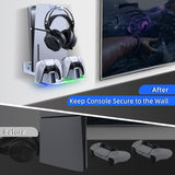 Wall-mounted Gaming Console Stand with Dual Controller Charger for PS5/PS5 Slim Controller-White(DSP-859)