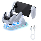 Ipega 3 In 1 Charging Station for PS5 Portal/PS5 Controller-White(PG-P5P03)