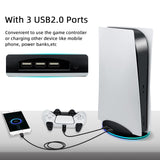 RGB Vertical Holder Stand with USB Hub for PS5 Console(Not for PS5 Slim)