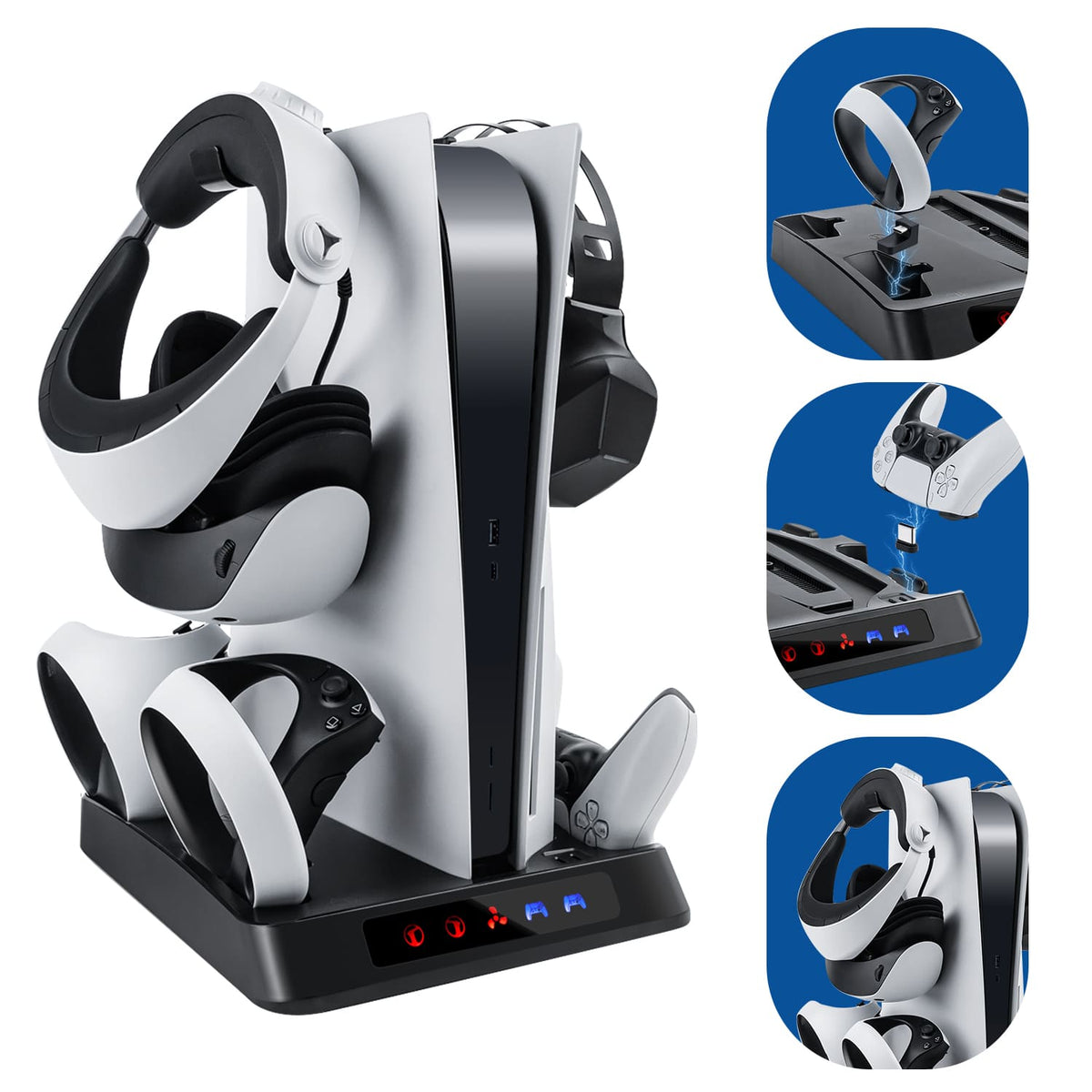 Sunix Cooling Station for PS5 Console, Dual Charging Station for PS VR2 &  PS5 Controller with 3-Level Speeds Fan, 8 Game Disc Slots 