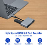 5 In 1 Multifunctional USB-C Hub for Laptop/Tablet/Monitor/Type-C Port Devices - Grey
