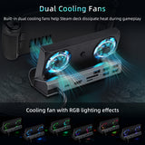 10 in 1 Docking Station with Dual Cooling Fan for Steam Deck-Gray(V262)