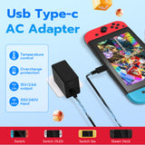 1.5m AC Adapter PD 15V/2.6A Fast Charger for Switch Game Console, Dock, Controller