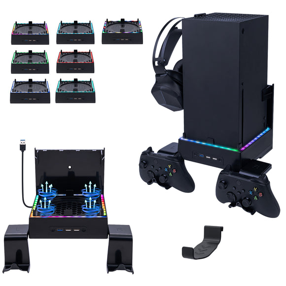 Wall-mounted Color Changing Cooling Stand with 3 Hooks for Xbox Series X-Black(SY-XSX-898)