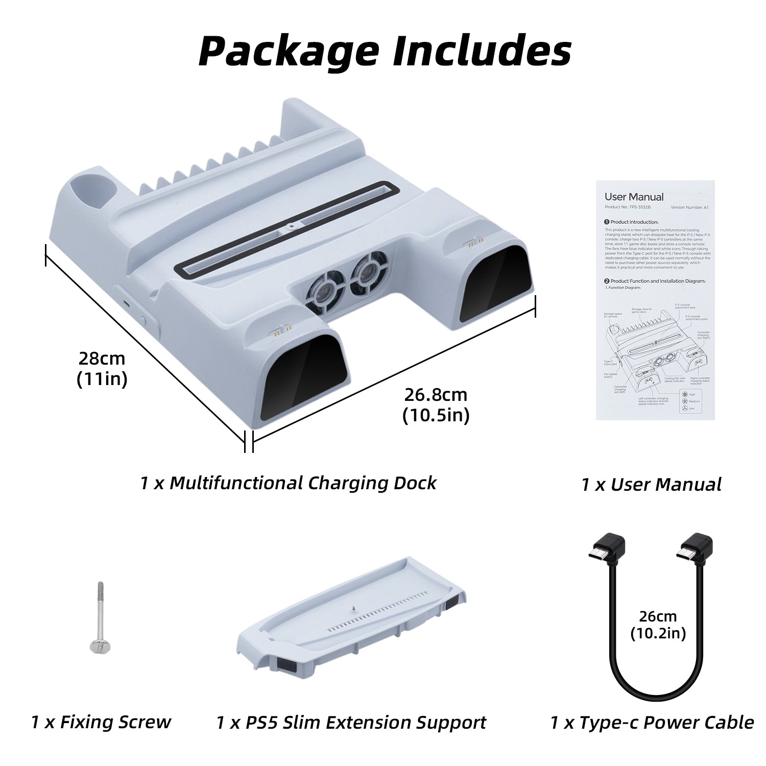 DOBE Station de chargement multifonctionnelle avec stockage de disque pour  PS5/PS5 Slim-White