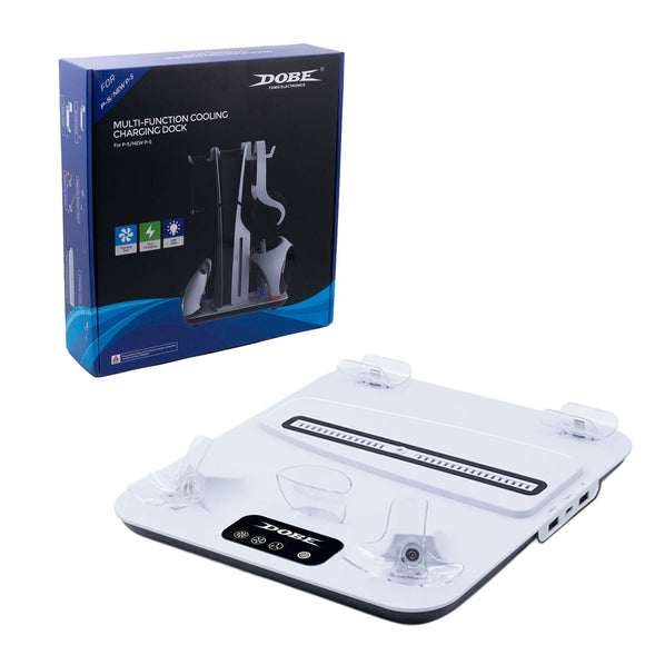DOBE Multifunctional Cooling Charging Stand for PS5 Pro/PS5/New PS5/PS VR2 Controller-White (TP5-3550)