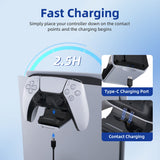 Honcam 2 In 1 Controller Charging Stand with Headset Hanger for PS5 Edge/Dualsense Controller(HC-A3729)