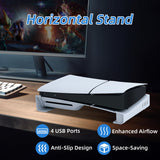 Aolion Horizontal Stand with USB Hubs for PS5 Slim DE/UHD Gaming Console-White(AL-P5382)