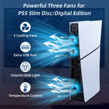 DOBE RGB Cooling Fan with Temperature Control for PS5 Slim DE/UHD Gaming Console-Black(TP5-3538S)