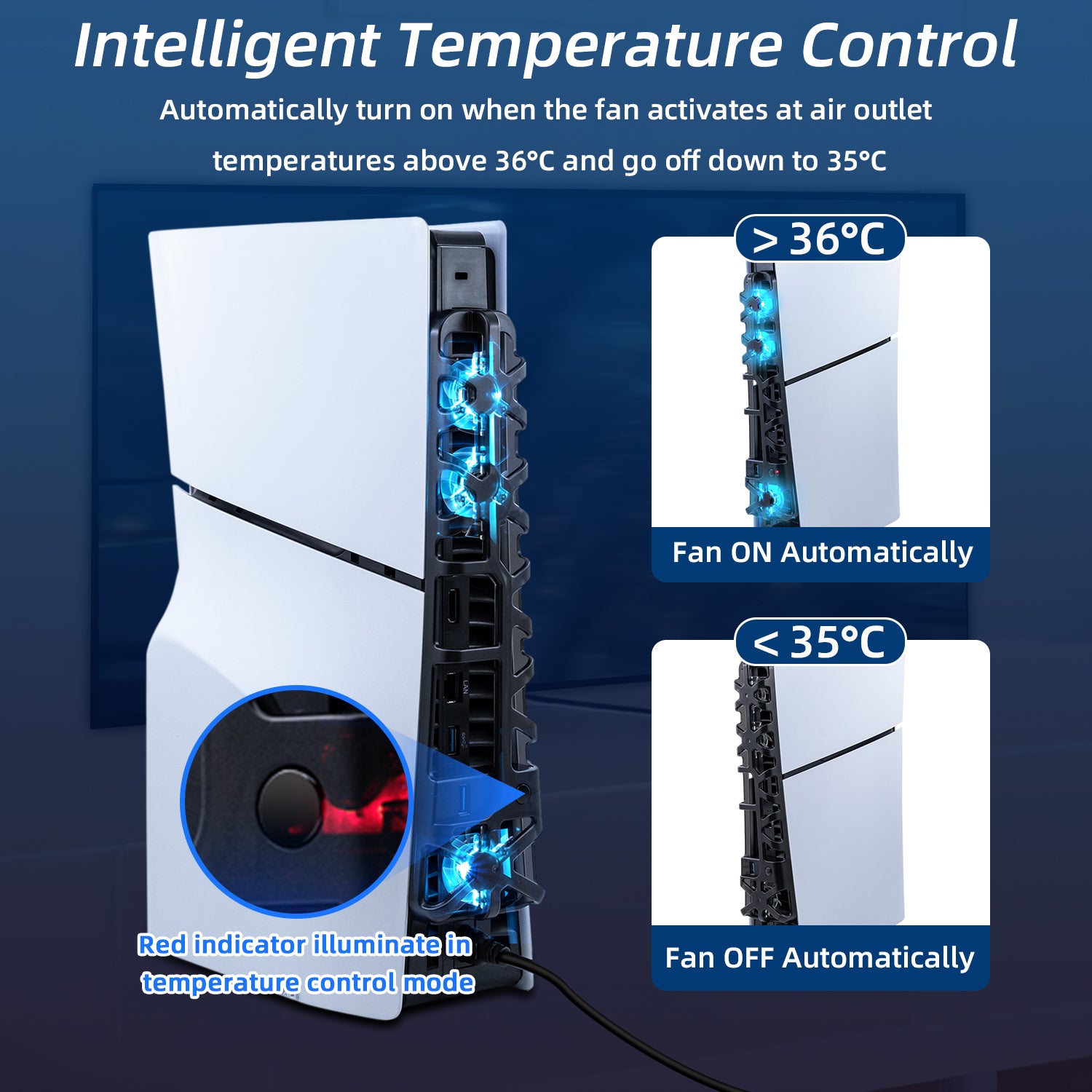 DOBE RGB Cooling Fan with Temperature Control for PS5 Slim DE/UHD Gami – SupremeGameGear