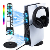 DOBE 3 In 1 Kit RGB Cooling Fan with Stand and Headset Hanger for PS5 Slim Console(TP5-3538D)