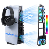 DOBE 3 In 1 Kit RGB Cooling Fan with Stand and Headset Hanger for PS5 Slim Console(TP5-3538D)
