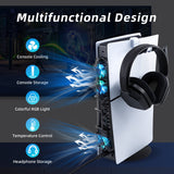 DOBE 3 In 1 Kit RGB Cooling Fan with Stand and Headset Hanger for PS5 Slim Console(TP5-3538D)