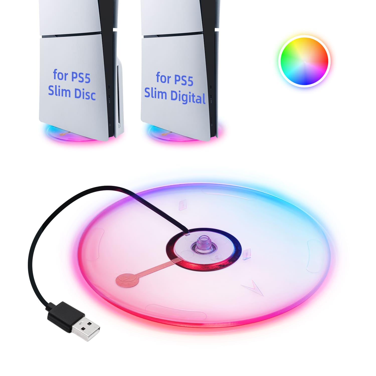 Iplay RGB Vertical Stand for PS5 Slim Disc/Digital Edition Console