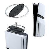 Universal Upright Circular Base Stand for PS5 Pro/PS5 Slim/PS5 UHD Disc/Digital Consoles (Silver)