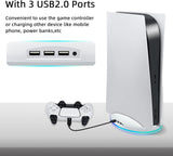 RGB Vertical Holder Stand with USB Hub for PS5 Console - White (P5-2028)