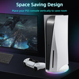 RGB Vertical Holder Stand with USB Hub for PS5 Console - White (P5-2028)