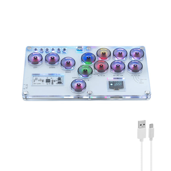 12 Button Leverless Arcade Controller for PC/Switch/PS4/PS3-Transparent Gray(SKY2040 V1.2)