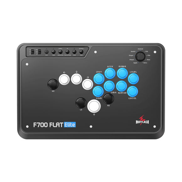 MayFlash F700 FLAT Elite All-Button Arcade Controller for PS5/PS4/PS3/Xbox Series X|S/Xbox One/ Switch/Windows PC/macOS/iOS/iPad OS/Android/Raspberry Pi/Steam Deck