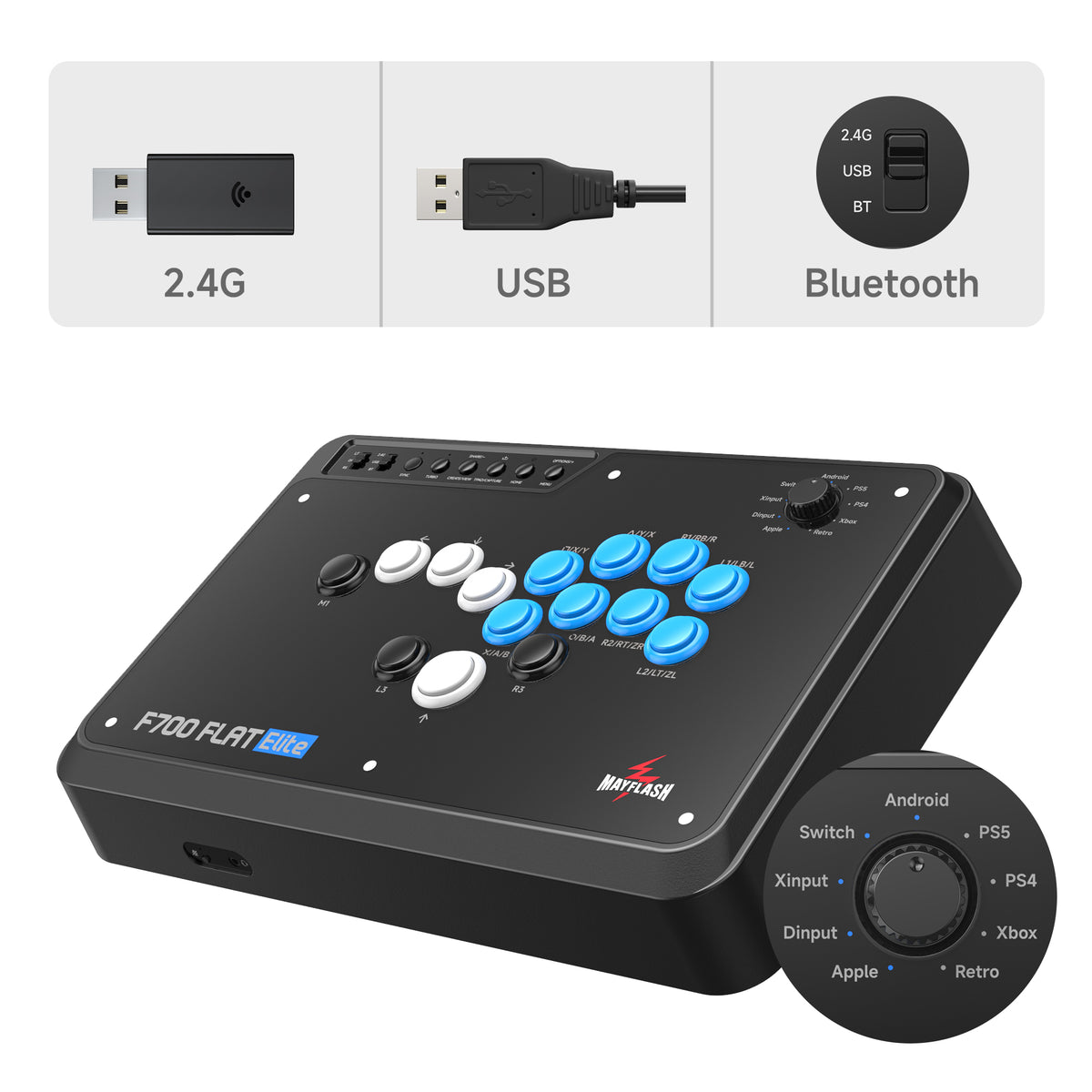 MayFlash F700 FLAT Elite All-Button Arcade Controller for PS5/PS4/PS3 ...