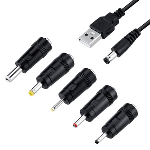 1M USB to DC Cable with 5.5x2.5mm/4.0x1.7mm/3.5x1.35mm/3.0x1.0mm/2.5x0.7mm