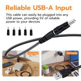 1M USB to DC Cable with 5.5x2.5mm/4.0x1.7mm/3.5x1.35mm/3.0x1.0mm/2.5x0.7mm