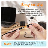1M USB to DC Cable with 5.5x2.5mm/4.0x1.7mm/3.5x1.35mm/3.0x1.0mm/2.5x0.7mm