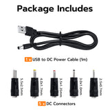 1M USB to DC Cable with 5.5x2.5mm/4.0x1.7mm/3.5x1.35mm/3.0x1.0mm/2.5x0.7mm