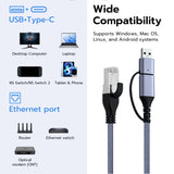 2-in-1 USB/TYPE-C to RJ45 Network Cable - 2 Meters