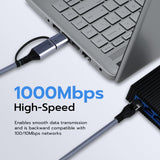 2-in-1 USB/TYPE-C to RJ45 Network Cable - 2 Meters