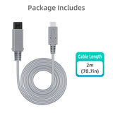 2 Meters Type C Power Charge Cable for Wii-Gray