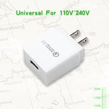 USB Quick Charge 3.0 Adapter for Mobile Phone US Plug White