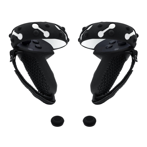 Silicone Protective Jacket with Thumb Cap for Oculus Quest 2 Controller - Black