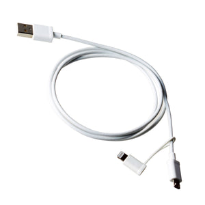 1M Lightning & Micro USB 2-in-1 Charge & Data Sync Cable White