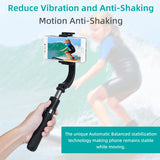 L08 Handheld Gimbal Stabilizer Selfie Stick with Integrated Tripod - Black