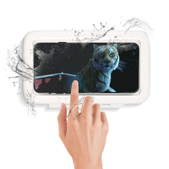 360° Waterproof & Anti-fog Wall Mount Mobile Phone Holder - White
