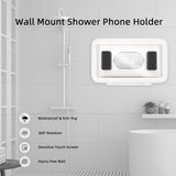360° Waterproof & Anti-fog Wall Mount Mobile Phone Holder - White