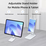 Foldable Stand Holder with Adjustable Height & Angle for Mobile Phone/Tablet/e-Reader -White (T4)