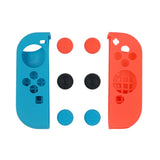 Blue& Red Silicone Case with 3-Set Thumb Stick Caps for Nintendo Switch/Nintendo Switch OLED Joy-Con Controller
