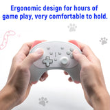 Mini Wireless Double Shock Controller for Nintendo Switch/Switch Lite/Switch OLED - White Cat