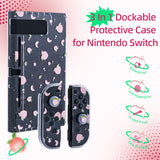 Project Design 3 in 1 Dockable Protective Case with Dock Faceplate and Thumb Cap for Nintendo Switch Peach Pattern/Transparent