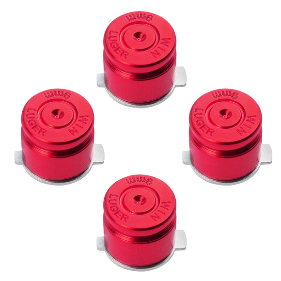 Metal Button Set for Dualshock 3/ 4 Bullet Style Red