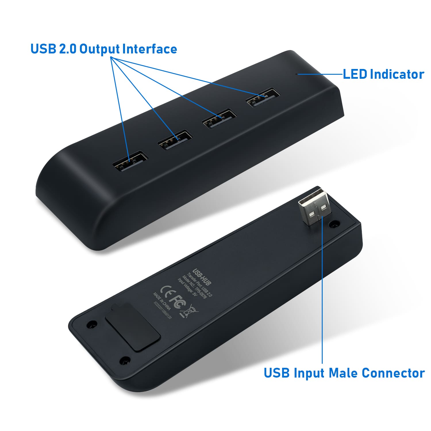 PS5 USB Hub, PS5 USB HUB Adapter with 4 USB 2.0 Ports - Black