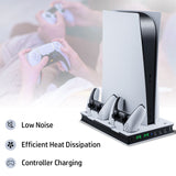 Multifunctional LED Cooling Stand with Dual Controller Charging for PS5 UHD/Digitial Edition-White/Black(Not for PS5 Slim)