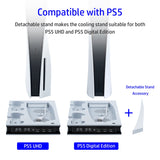 Multifunctional LED Cooling Stand with Dual Controller Charging for PS5 UHD/Digitial Edition-White/Black(Not for PS5 Slim)