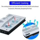 Multifunctional LED Cooling Stand with Dual Controller Charging for PS5 UHD/Digitial Edition-White/Black(Not for PS5 Slim)