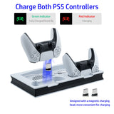 Multifunctional LED Cooling Stand with Dual Controller Charging for PS5 UHD/Digitial Edition-White/Black(Not for PS5 Slim)
