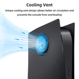 Replacement Face Plate with Cooling Vent for PS5 Disc Edition - Black(Not for PS5 Slim)
